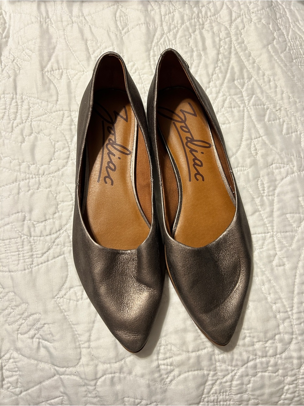 Zodiac Metallic Bronze Pointed Ballet Flats